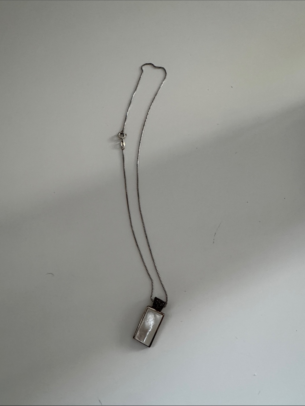 Sterling Silver Rectangular Mother-of-Pearl Pendant Necklace